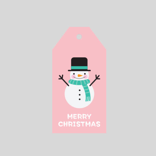 크리스마스 택 - 눈사람 핑크 메리크리스마스 ( 10매입 )