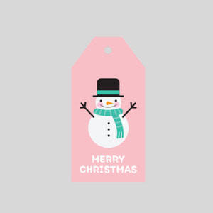크리스마스 택 - 눈사람 핑크 메리크리스마스 ( 10매입 )