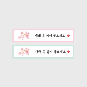 스티커 - 새해 가로 직사각 핑크 민트 1장2매입 3장